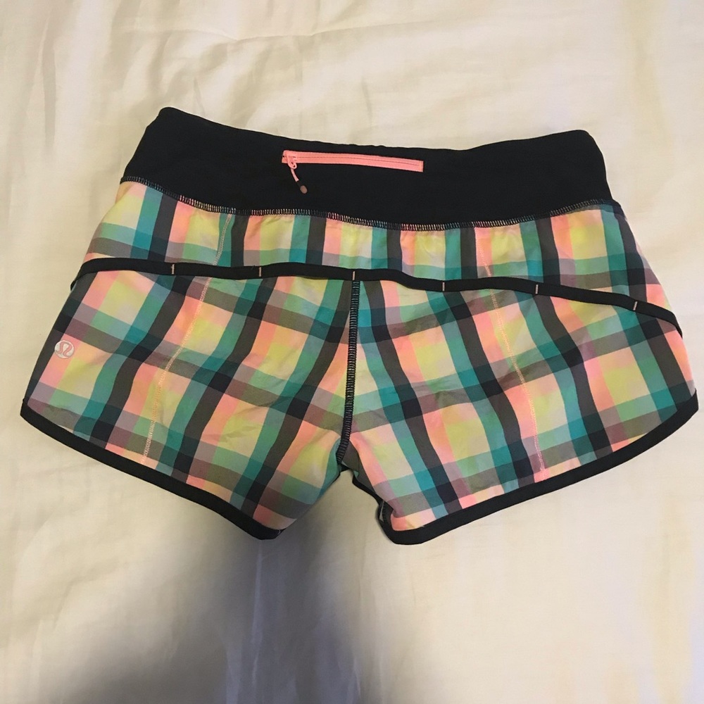 Lululemon Speed Shorts Rainbow Plaid size 4